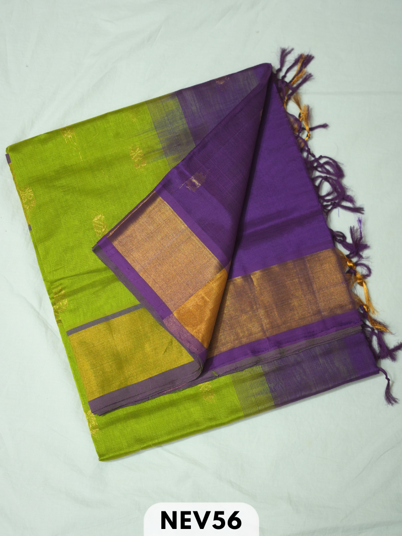 TISSUE BORDER WITH BODY BUTTA SILK COTTON SAREE