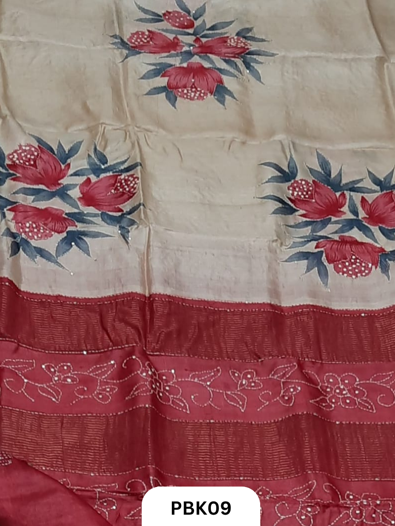 Pure Tussar Silk Saree with Heavy Embroidery & Bullion Stitch