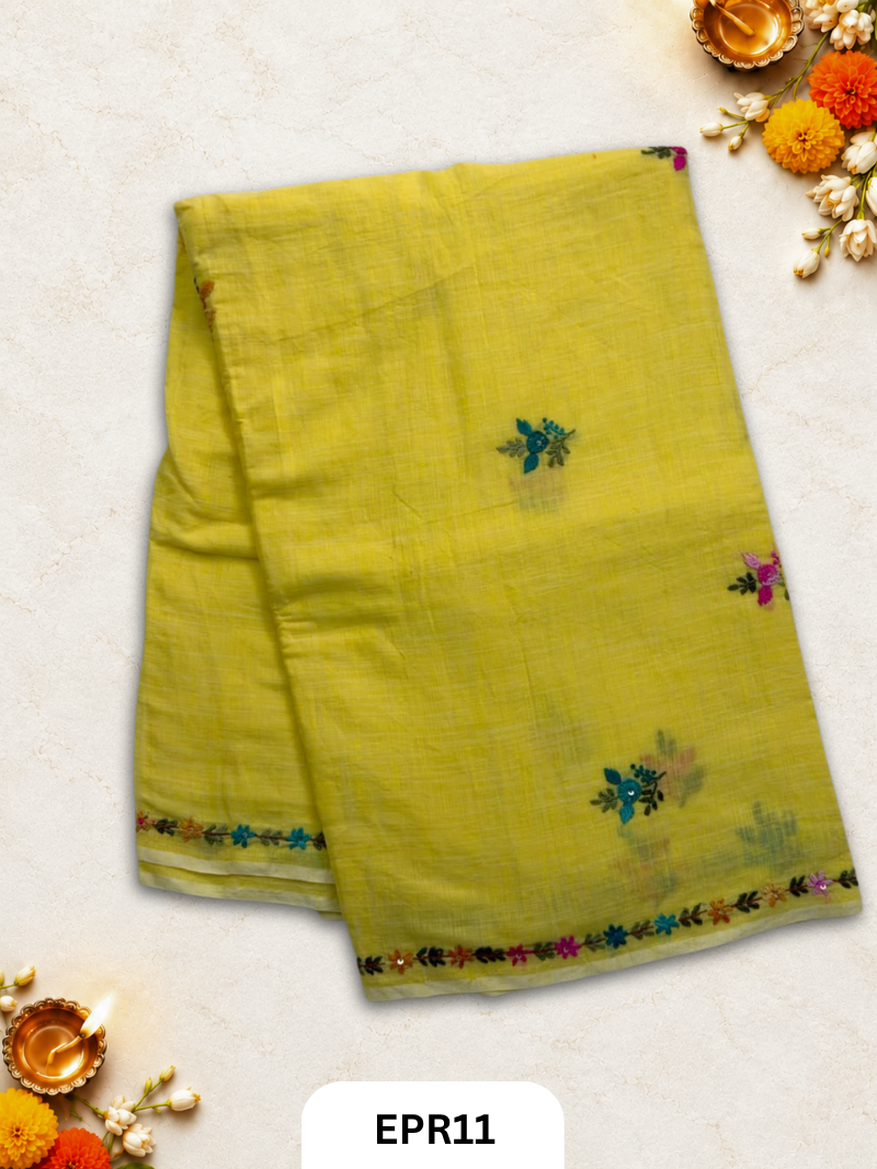 Linen Cotton With Embroidery Lambani Saree