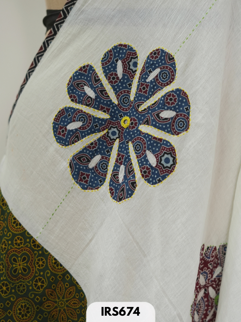 AJRAKH PATCH WORK AND HAND WORK DUPATTA - 2.5MTR LENGTH AND 38 PANA