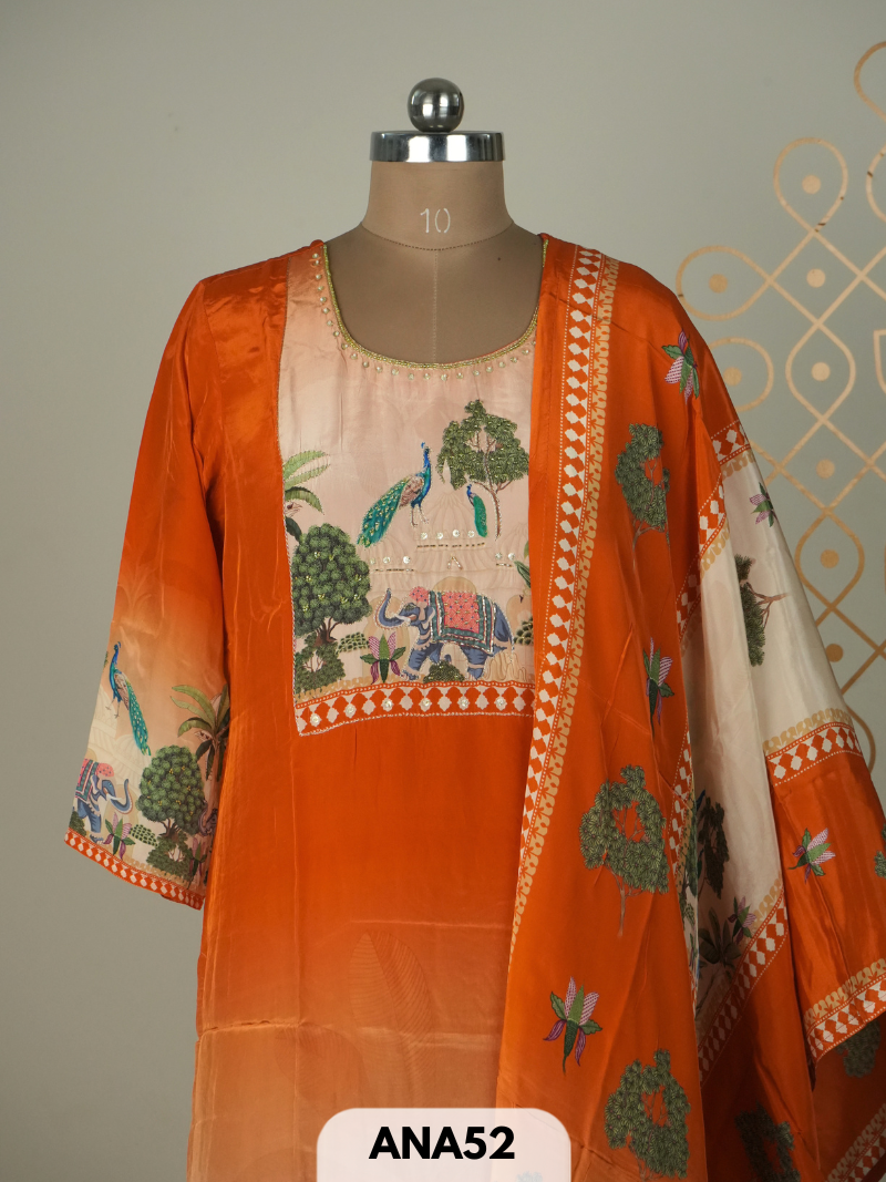 Pure muslin silk 3 pcs salwar set