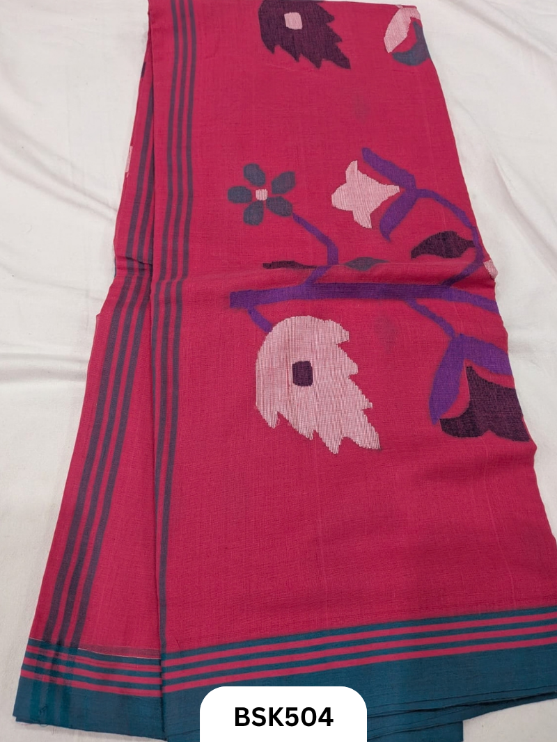 Handloom Pure Mul Cotton With Jamdhani Weave Saree