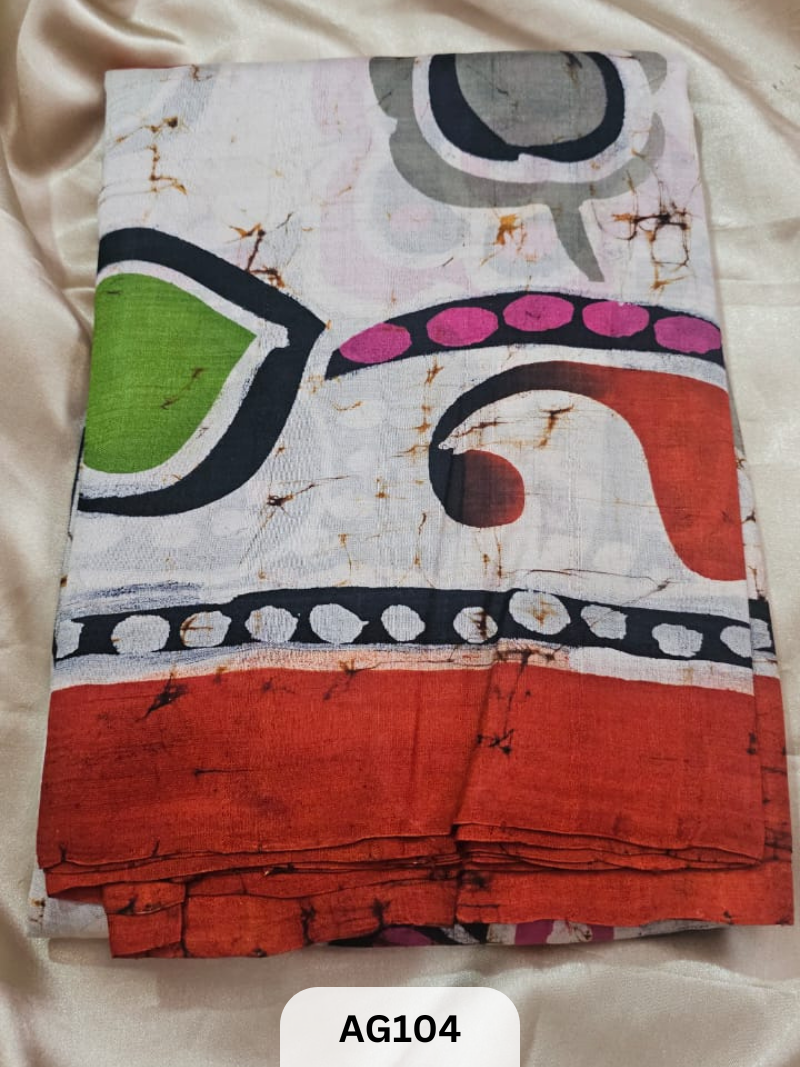 MURSHIDABAD HAND BATIK PAINTED SILK SAREE