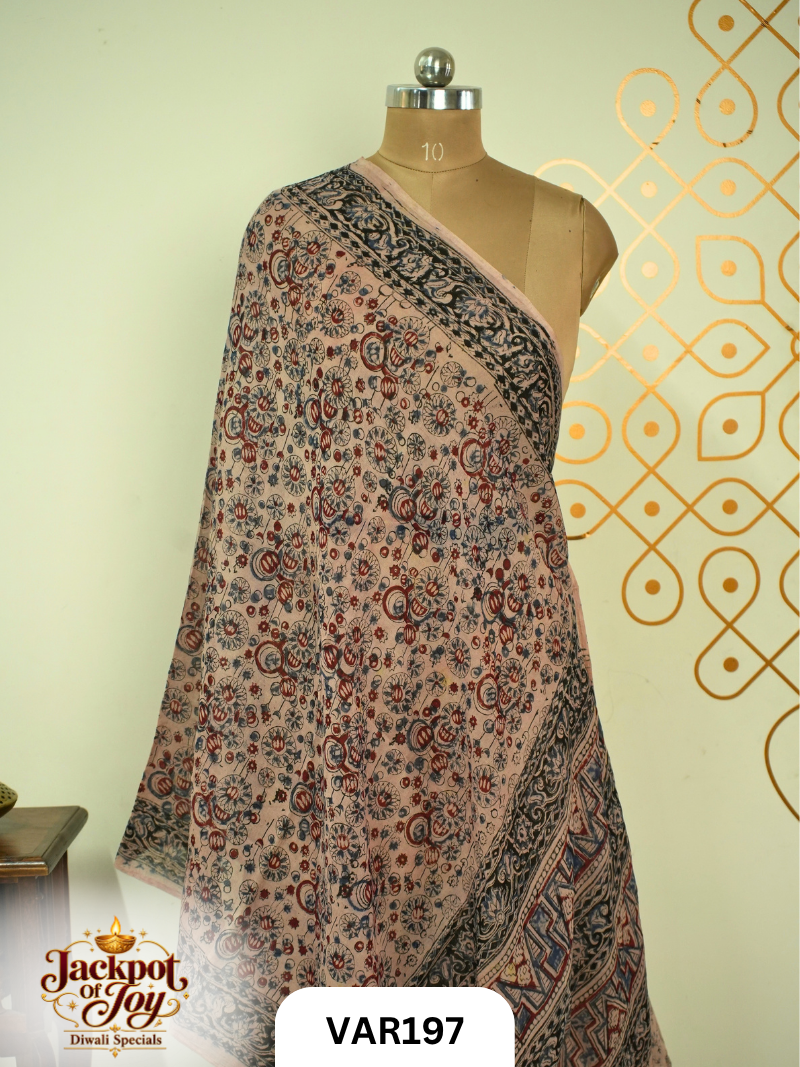 Pure Handblock Kalamkari Duppata