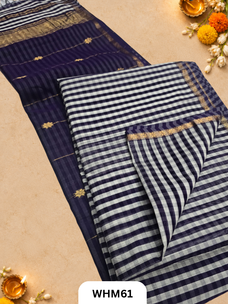 Maheshwari Handloom Checks Saree Butti Pallu