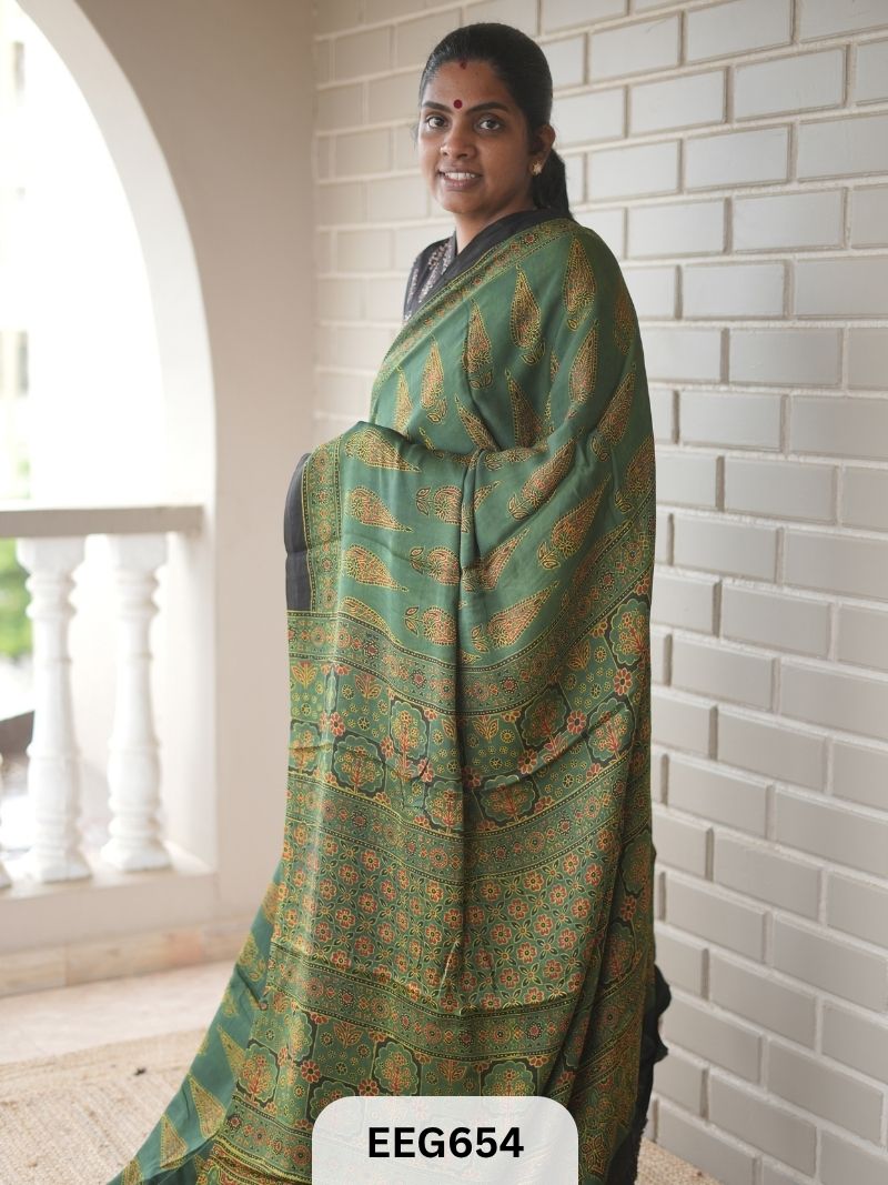 AJRAKH MODAL SAREE - JACKPOT