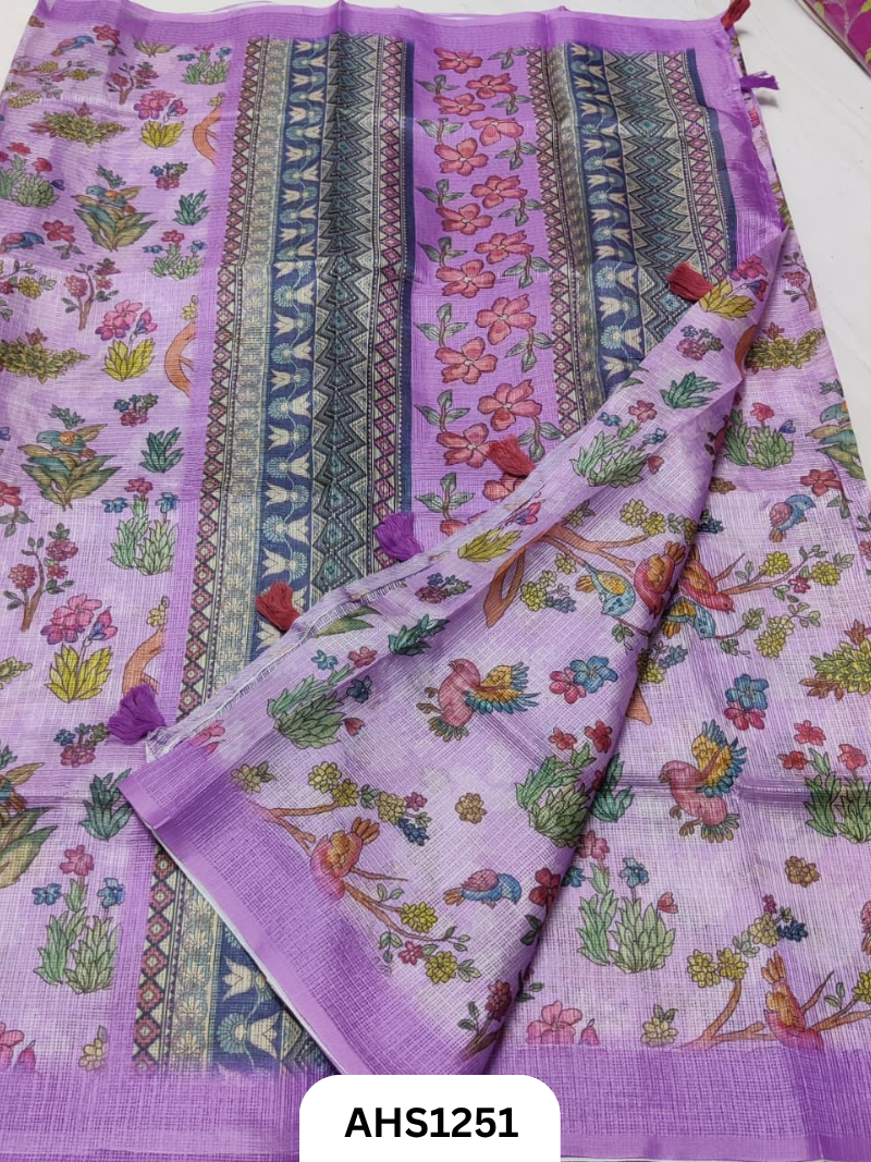 Soft Silk Kota Digital Print Saree With Blouse