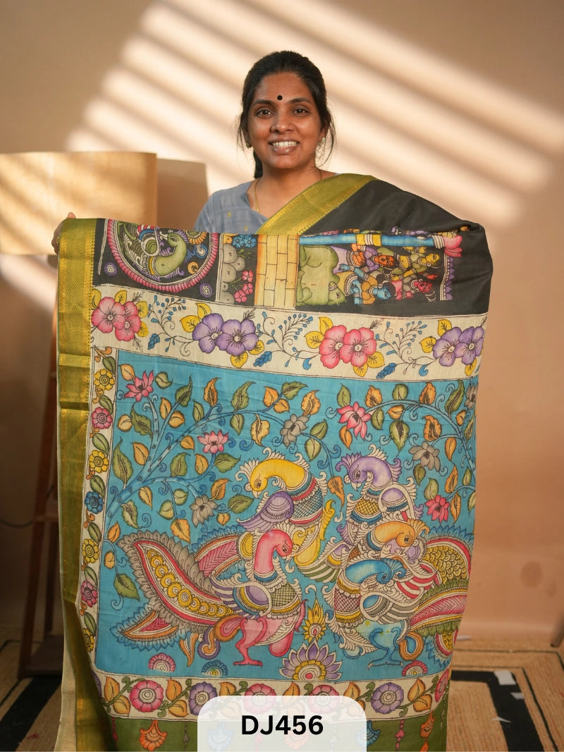 CHENNURI SILK SAREE WITH PEN KALAMKARI ART WORK