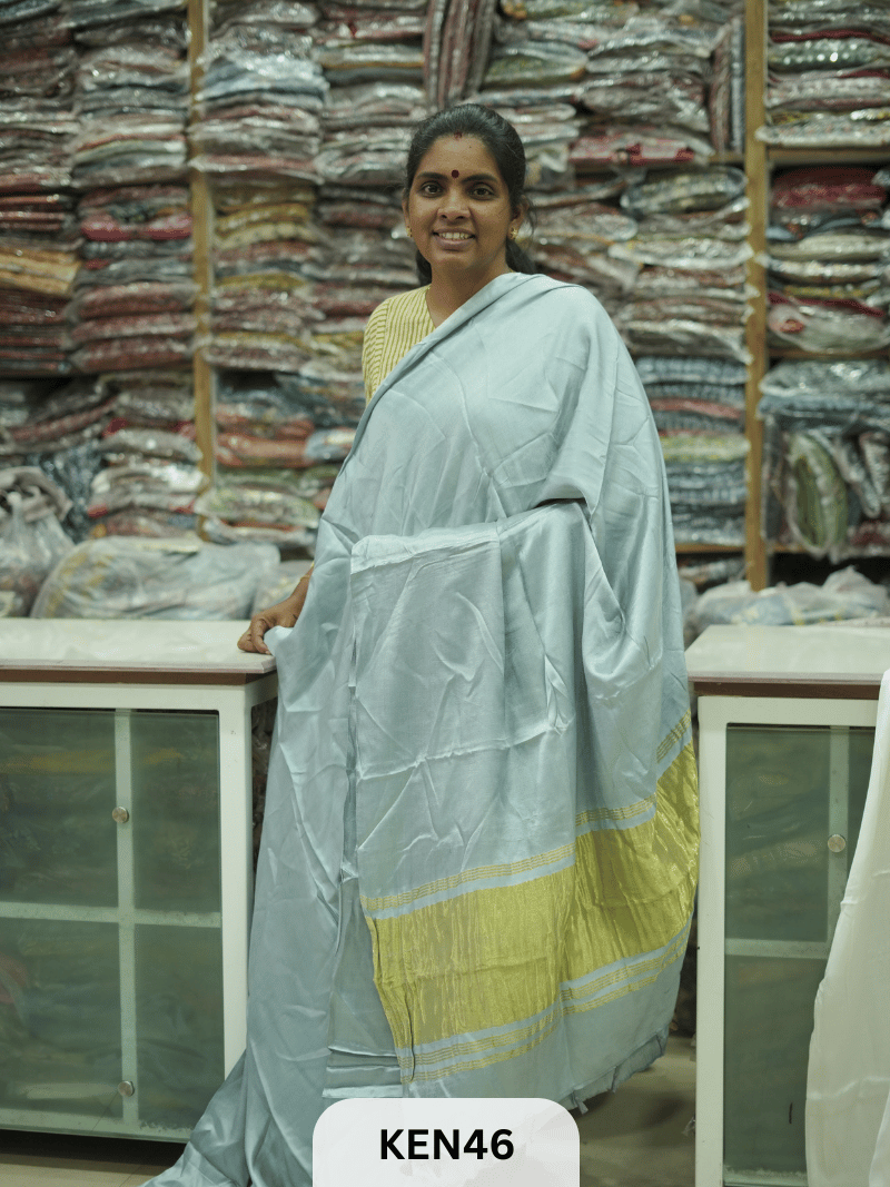 PLAIN MODAL SILK SAREE WITH LAGDI PATTA