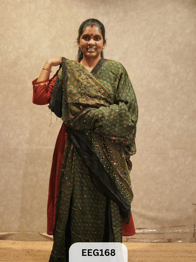 AJRAKH MODAL SAREE WITH MIRROR