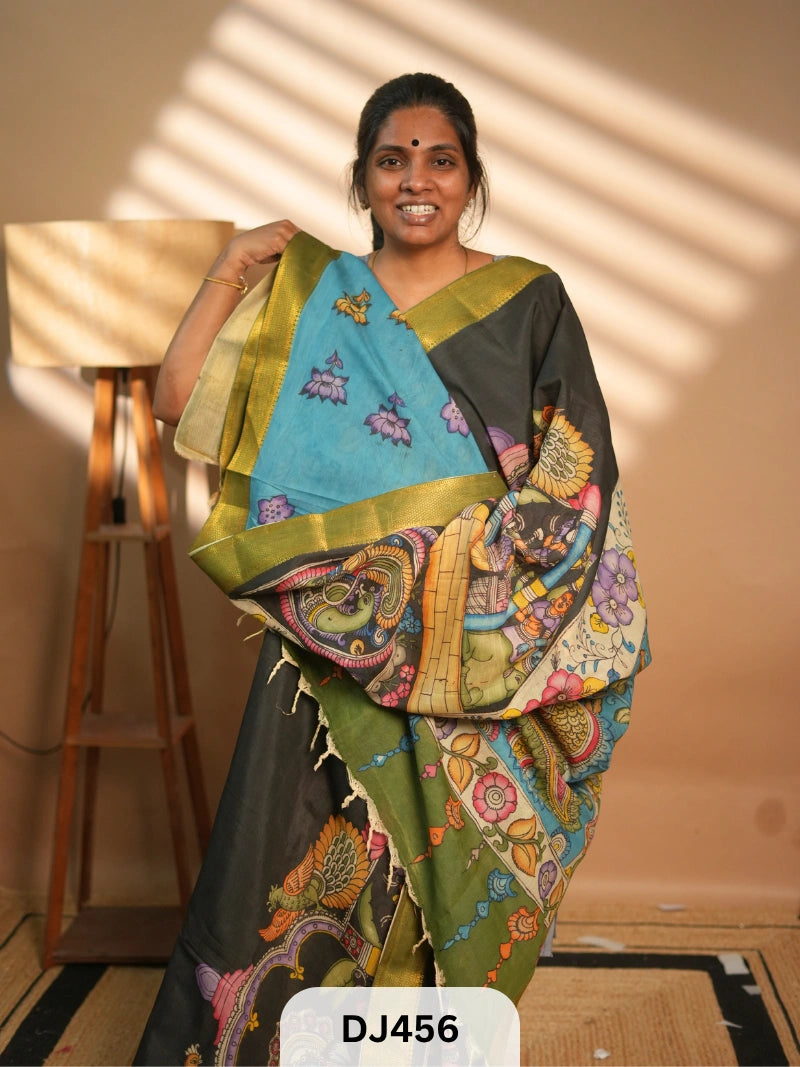 CHENNURI SILK SAREE WITH PEN KALAMKARI ART WORK