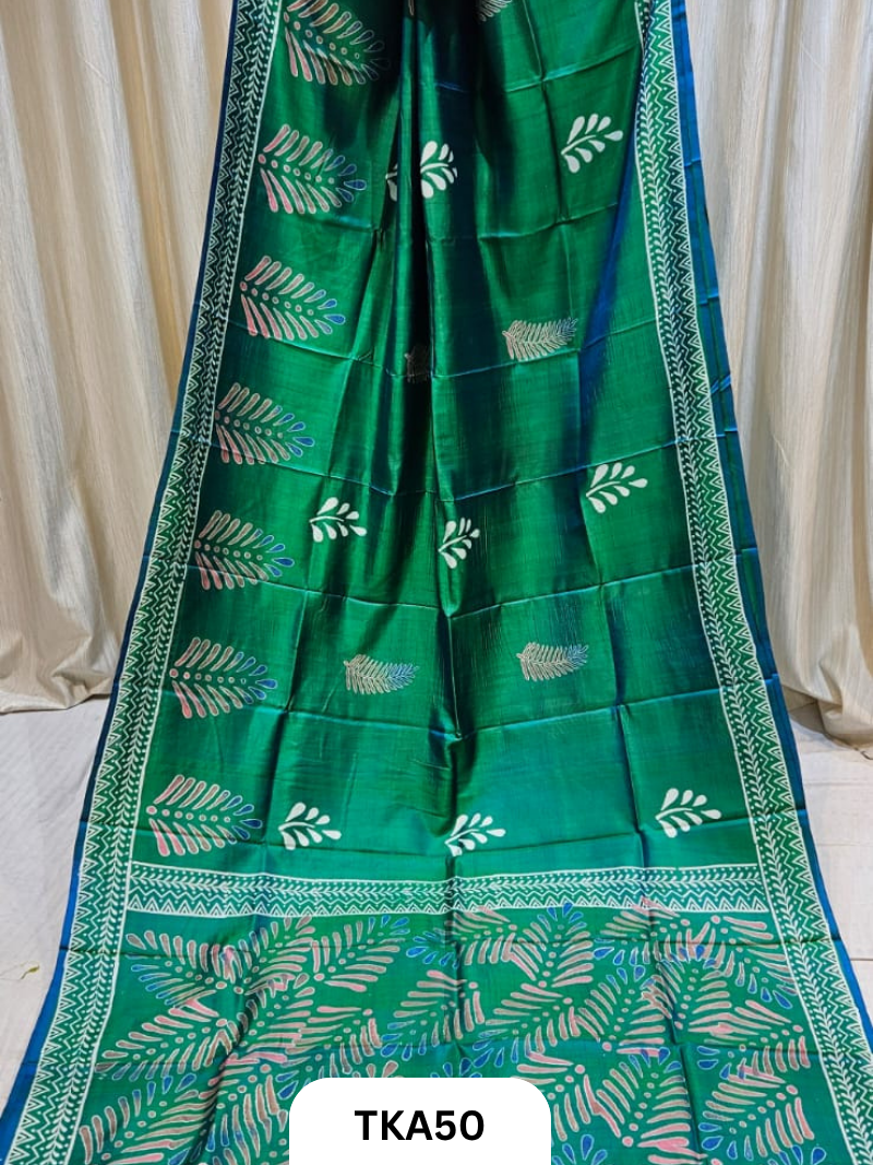 Pure Bishnupuri Silk Dual Shade Handblock