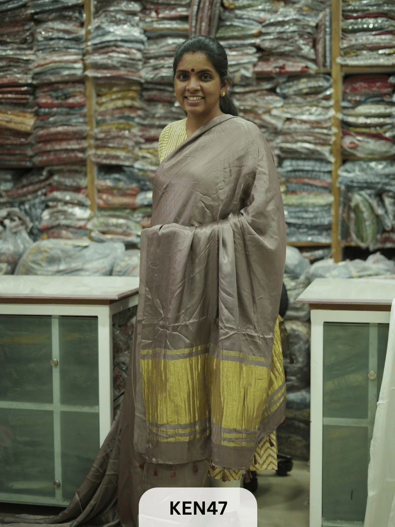 PLAIN MODAL SILK SAREE WITH LAGDI PATTA