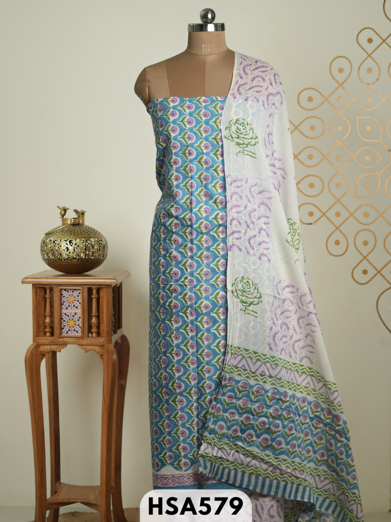 Jaipur Handblock Mulcotton 3 Pcs Salwar Set
