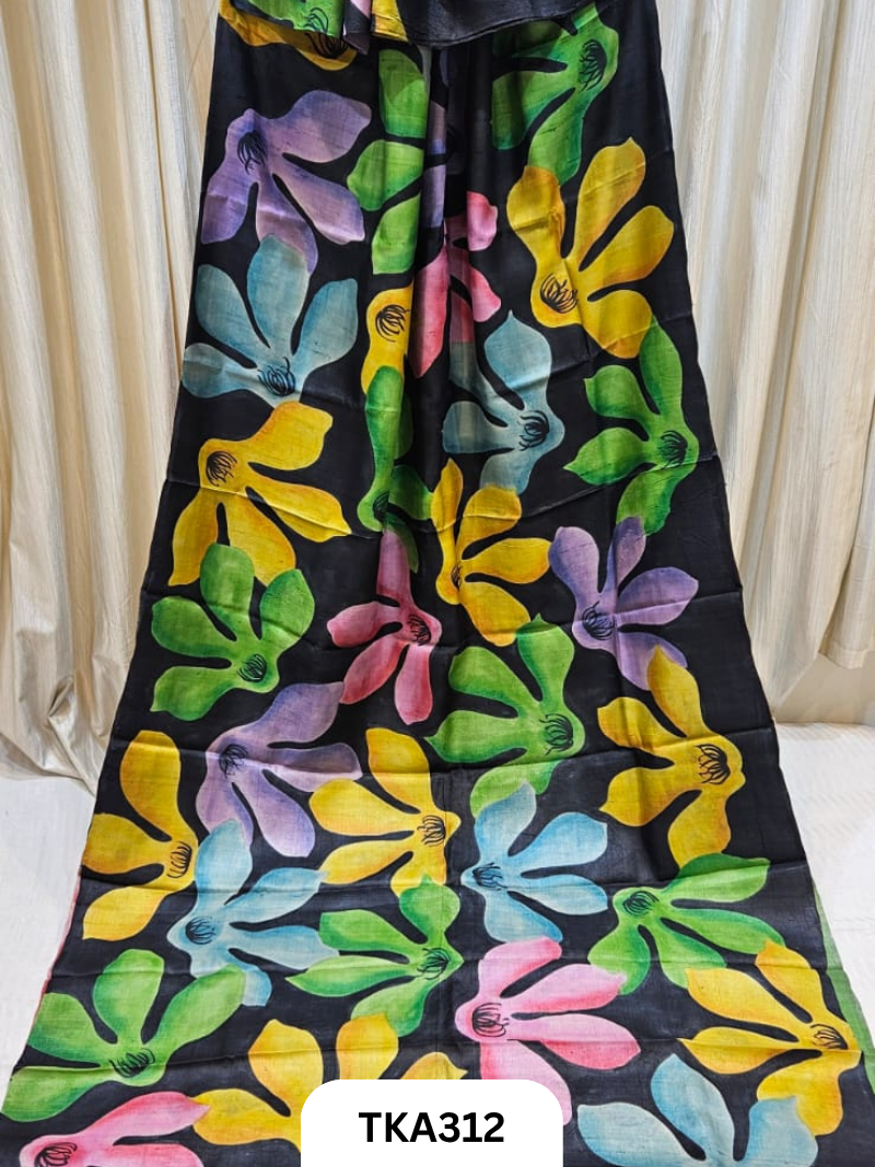 PURE HANDOWEN TUSSAR HAND PAINTED SAREE
