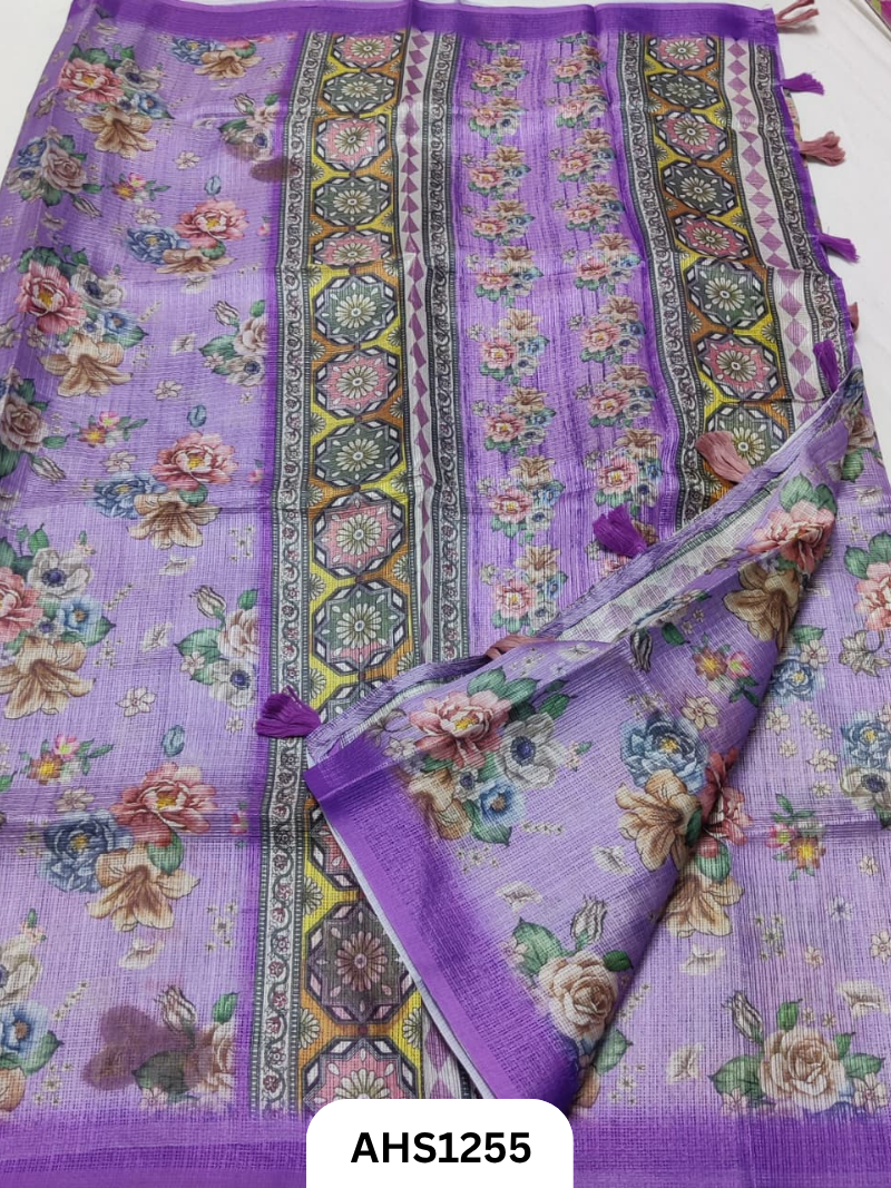 Soft Silk Kota Digital Print Saree With Blouse