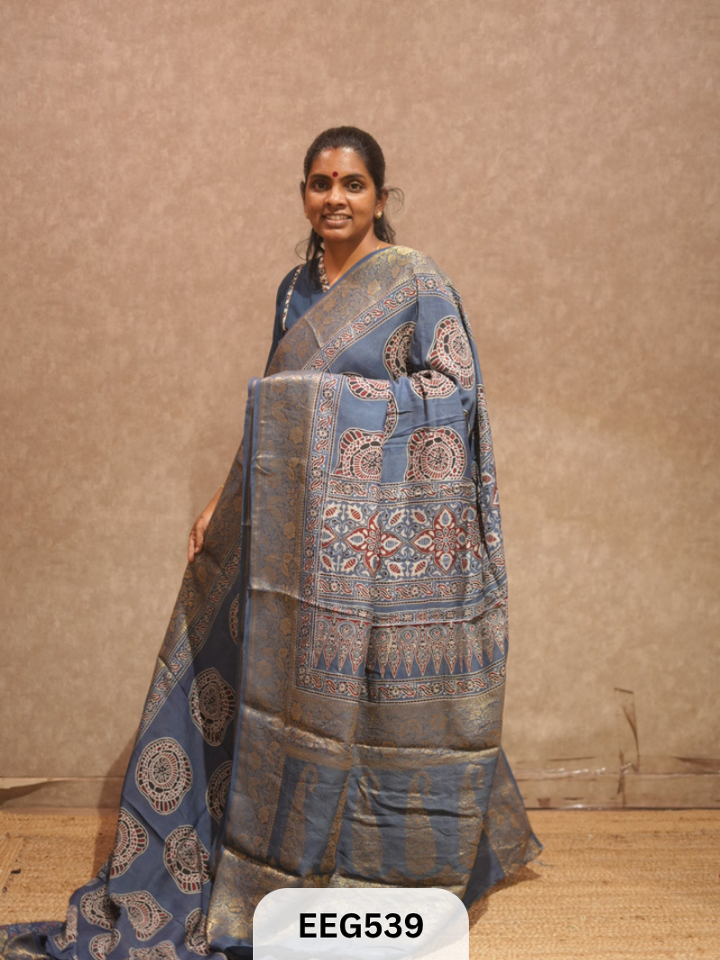 AJRAKH DOLA SILK SAREE