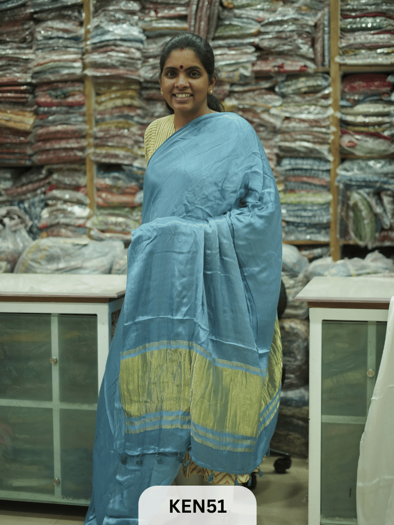 PLAIN MODAL SILK SAREE WITH LAGDI PATTA