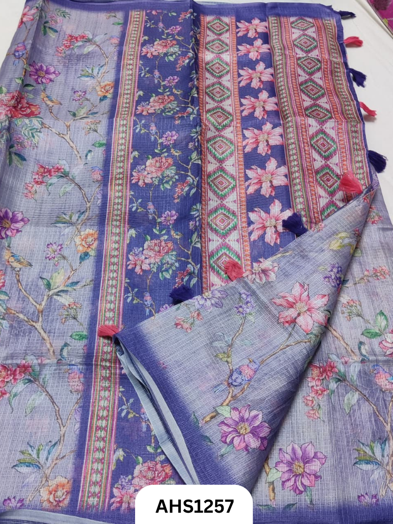 Soft Silk Kota Digital Print Saree With Blouse