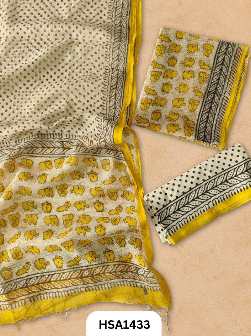 Hand block printed kota doriya suit top &duppta 2.5 meter