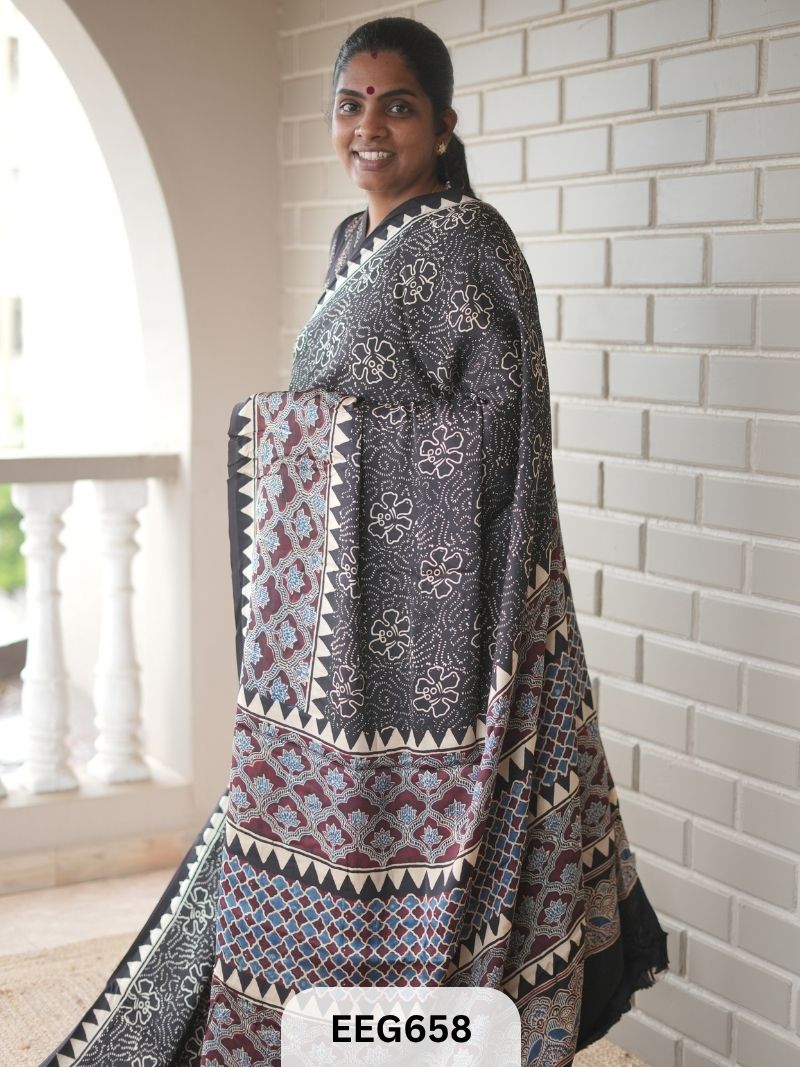 AJRAKH MODAL SAREE - JACKPOT