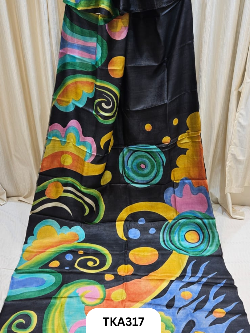 PURE HANDOWEN TUSSAR HAND PAINTED SAREE