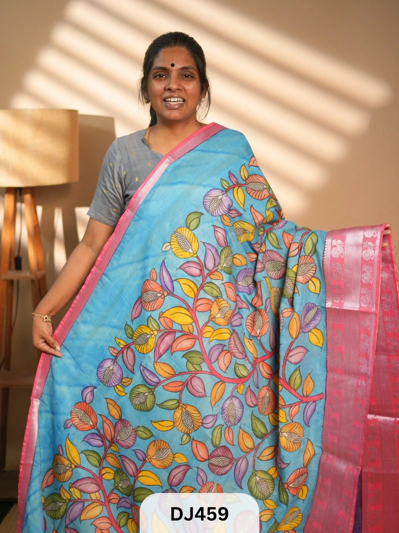 CHENNURI SILK SAREE WITH PEN KALAMKARI ART WORK