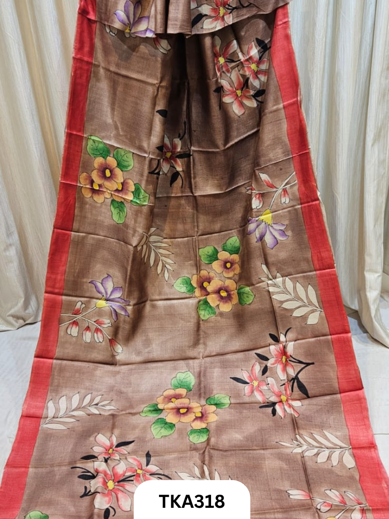 PURE HANDOWEN TUSSAR HAND PAINTED SAREE
