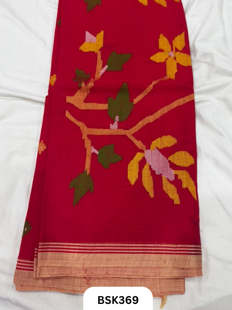 Handloom Pure Mul Cotton With Jamdhani Weave Saree
