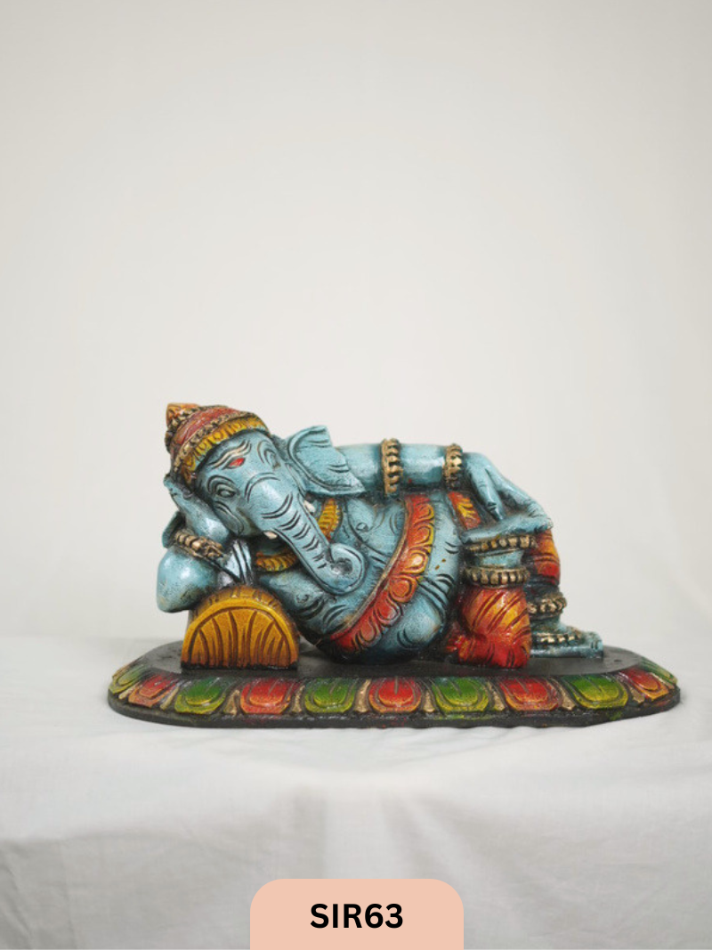 WOODEN SLEEPING GANESH - Height 9" INCH, WIDTH 16"INCH