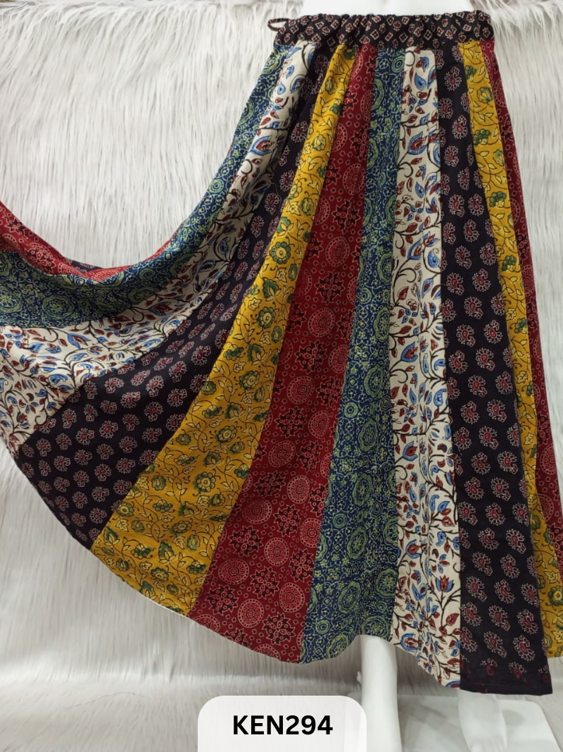 Cotton Ajrakh 5MTR Multi Kali Skirt