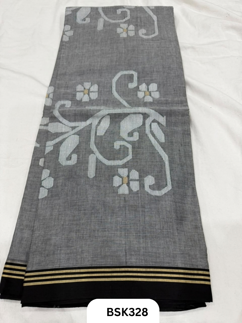 Handloom Pure Mul Cotton With Jamdhani Weave Saree