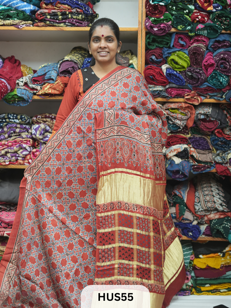 VISCOSE AJRAKH WITH GHARCHOLA PALLU