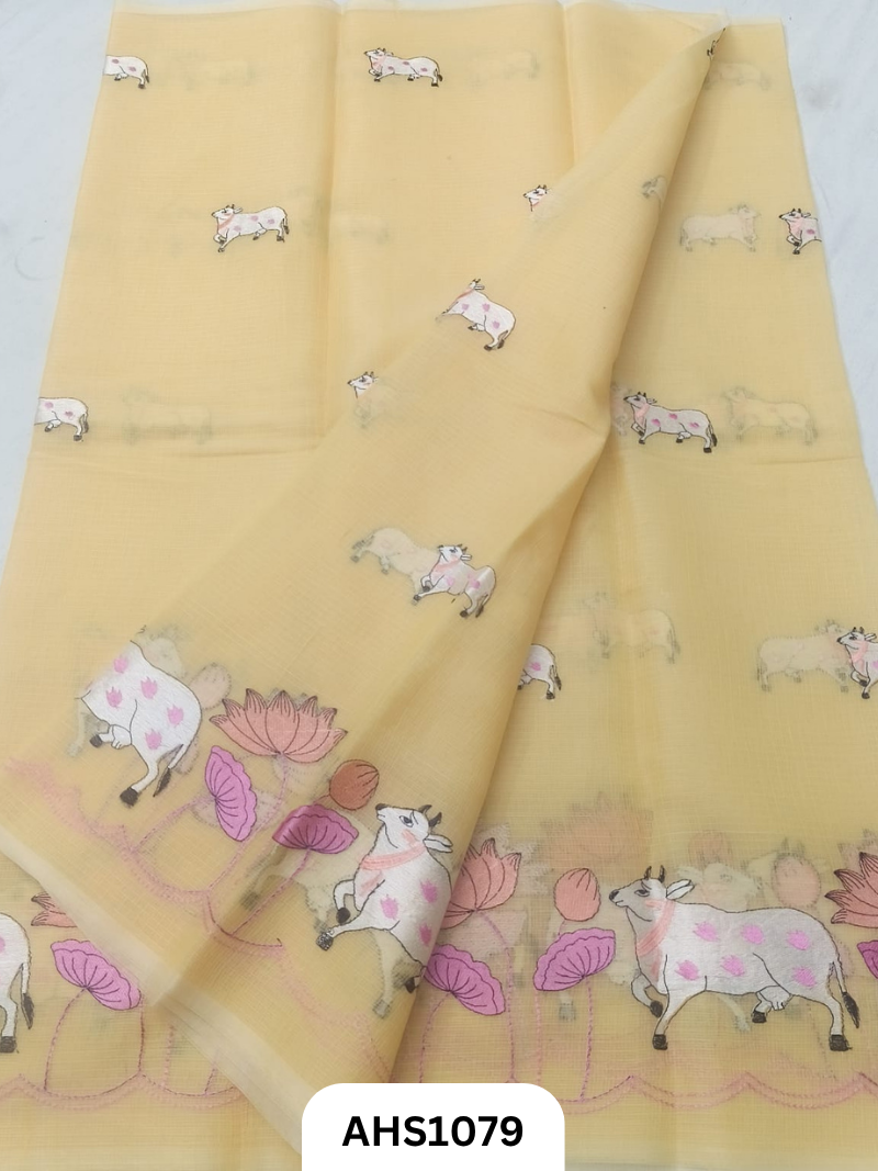 Kota Cotton Pichwai Embroidery Work Saree