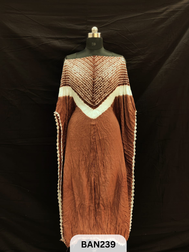SEMI GAJI SHIBORI VIMKO PLAIN 2D EDGING UNSTITCHED KAFTAN