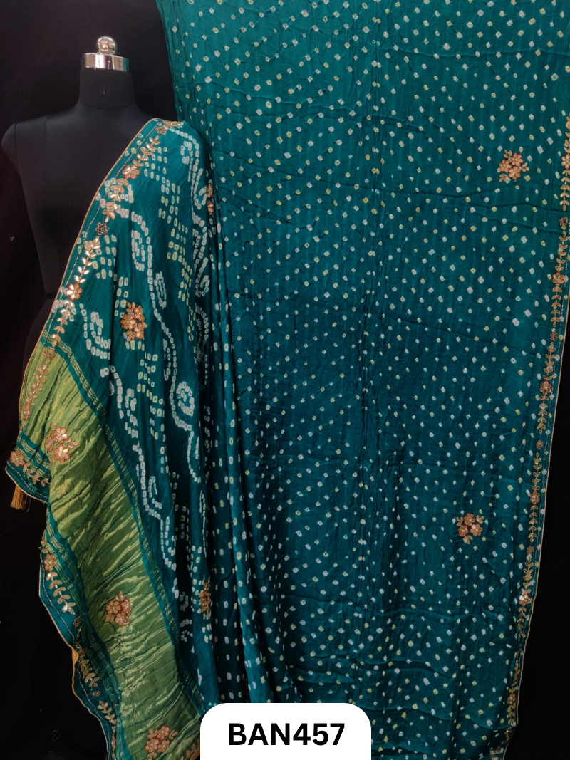 Semi Gaji SilkTissue Pallu Star Saree With Edging