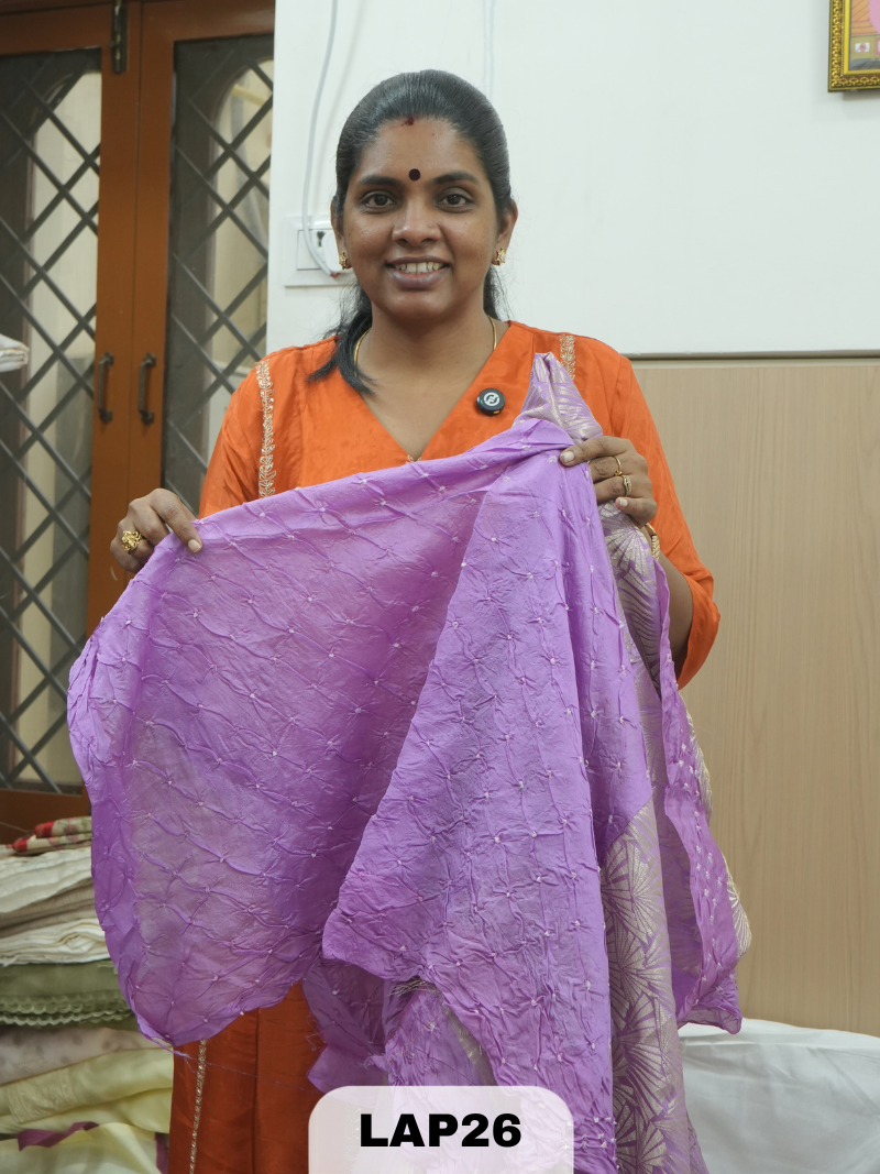 BANARAS KORA BROCADE DUPION BHANDHEJ SAREE