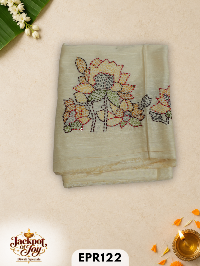 Raw silk with Kantha Blouse