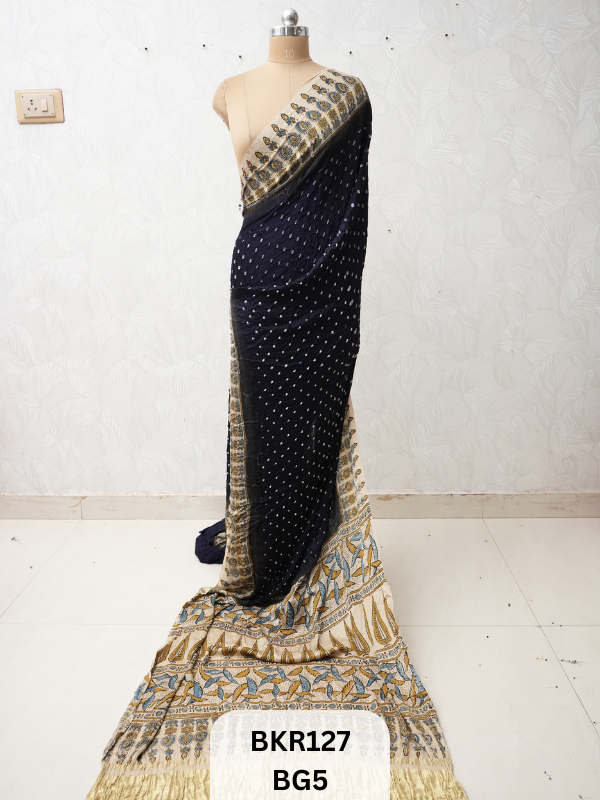 BANDHANI & AJRAKH MODAL SAREES | LAGDI PATTA