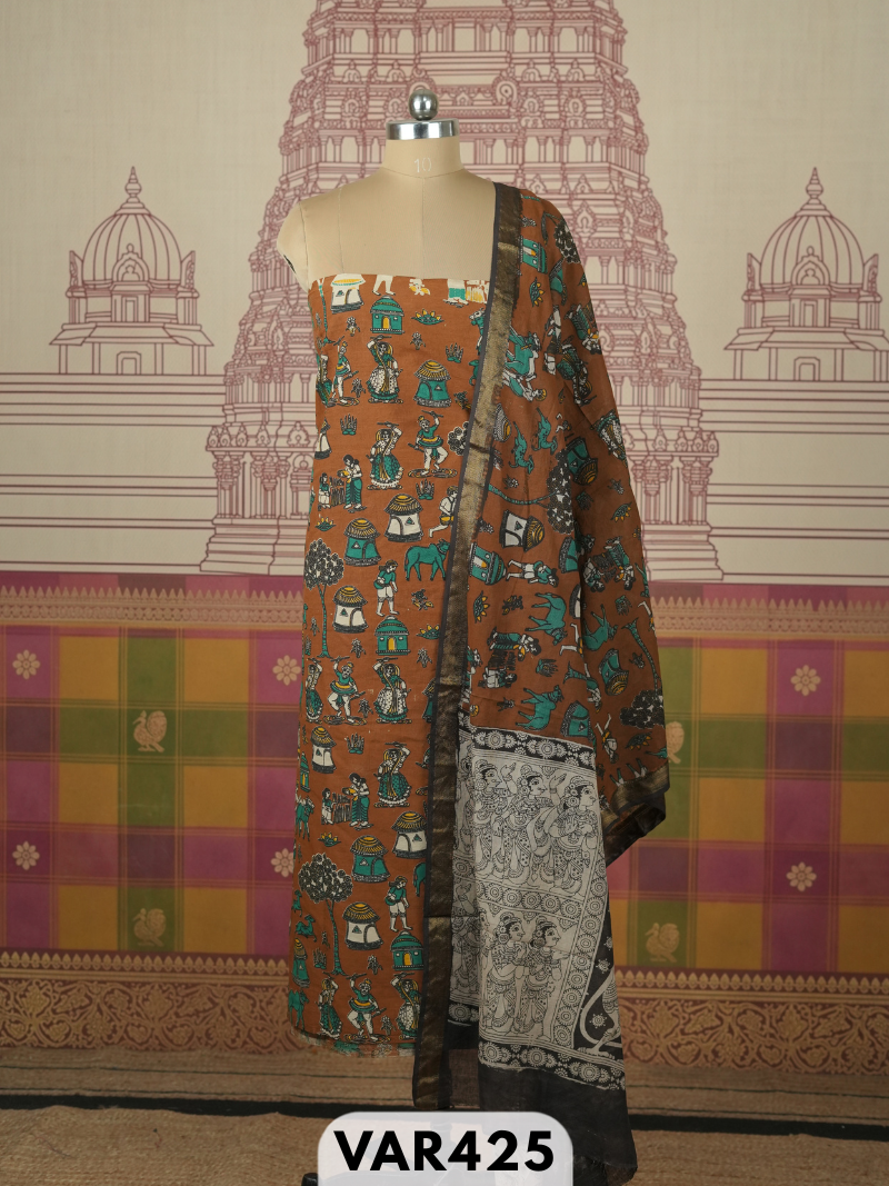 KALAMKARI 2 PCS SALWAR SUIT- top2.5 mtr and duppatta