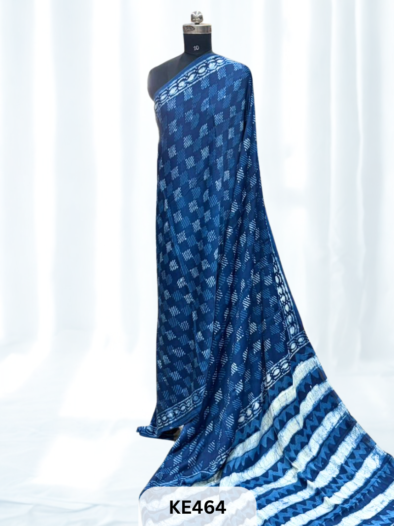 AJRAKH MODAL INDIGO SAREE - SPECIAL DEAL