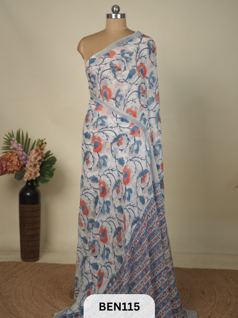 CHIFFON GEORGETTE SANGANER HANDBLOCK