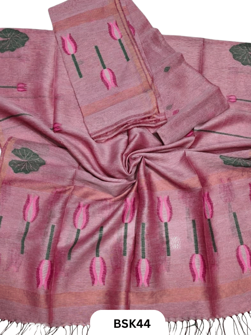Premium Pure Handloom Linen Silk Salwar Top 2.7 mtr Duppata 2.5 mtr