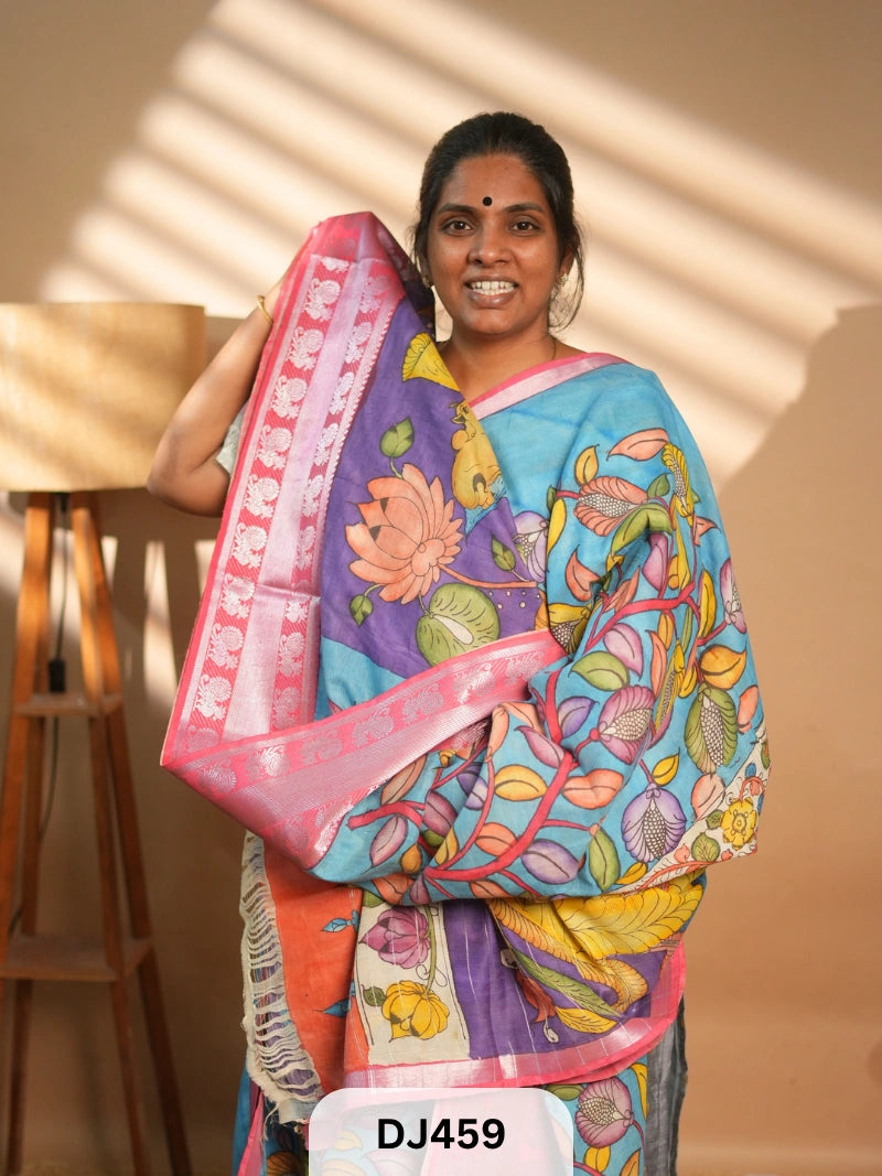 CHENNURI SILK SAREE WITH PEN KALAMKARI ART WORK