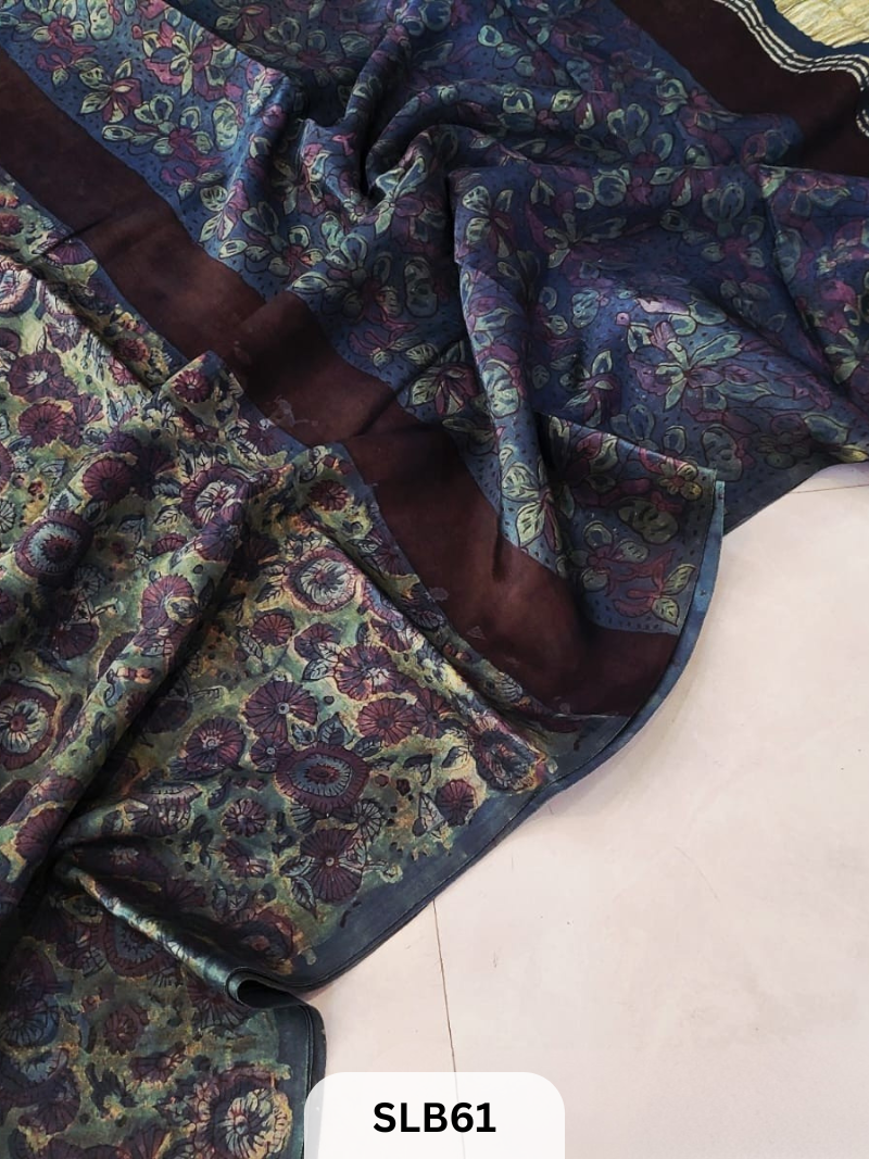 PURE MODAL AJRAKH HAND BLOCK WITH TISSUE SILK PALLU