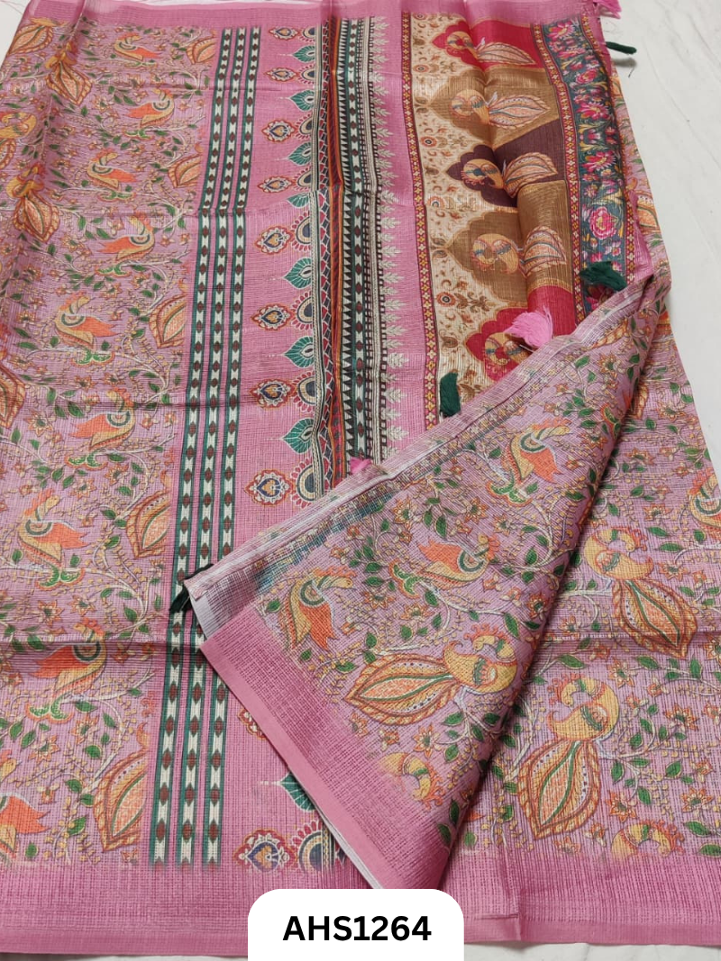 Soft Silk Kota Digital Print Saree With Blouse