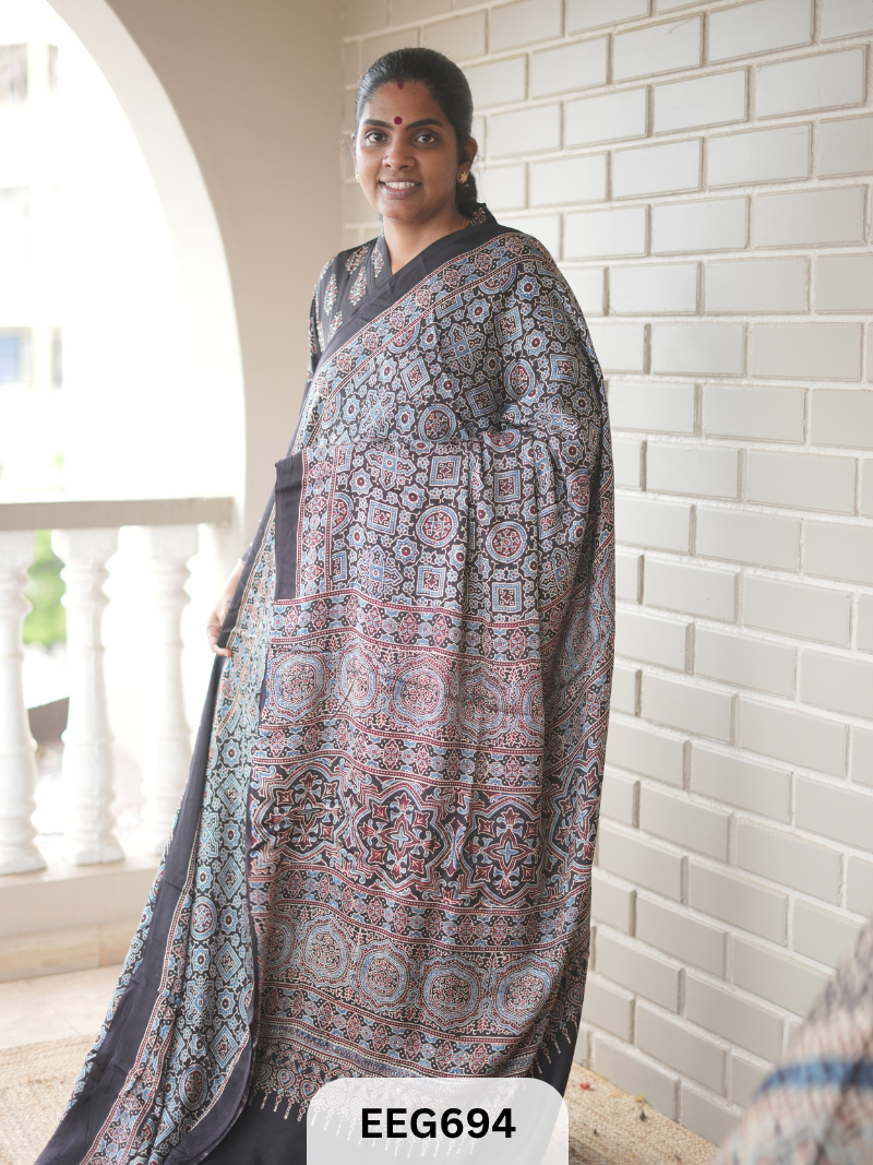 AJRAKH MODAL SAREE - JACKPOT