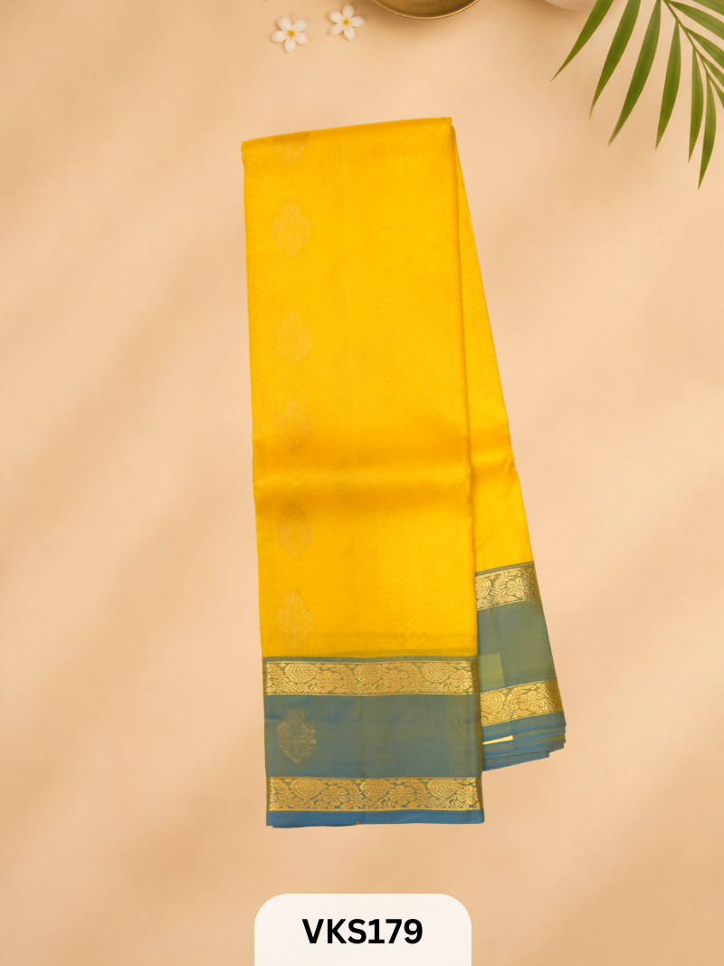 PURE KANCHIPURAM PLAIN SOFT SILK SAREE WITH DOUBLE BORDER