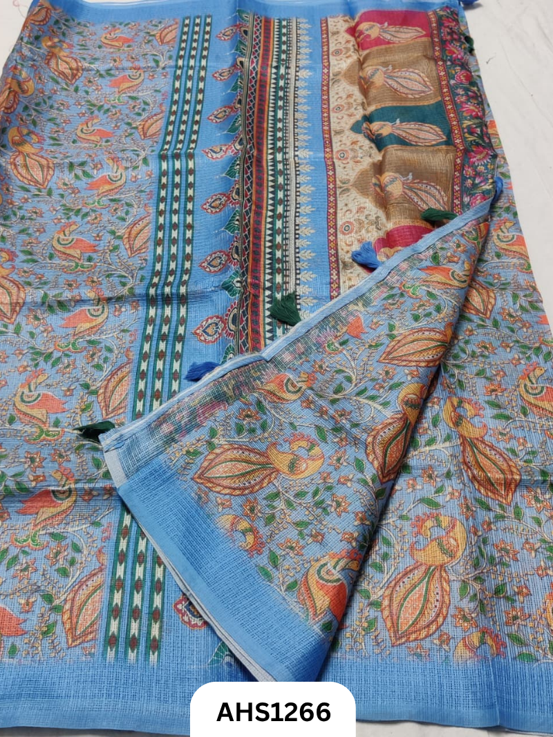 Soft Silk Kota Digital Print Saree With Blouse