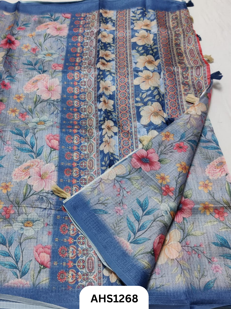Soft Silk Kota Digital Print Saree With Blouse